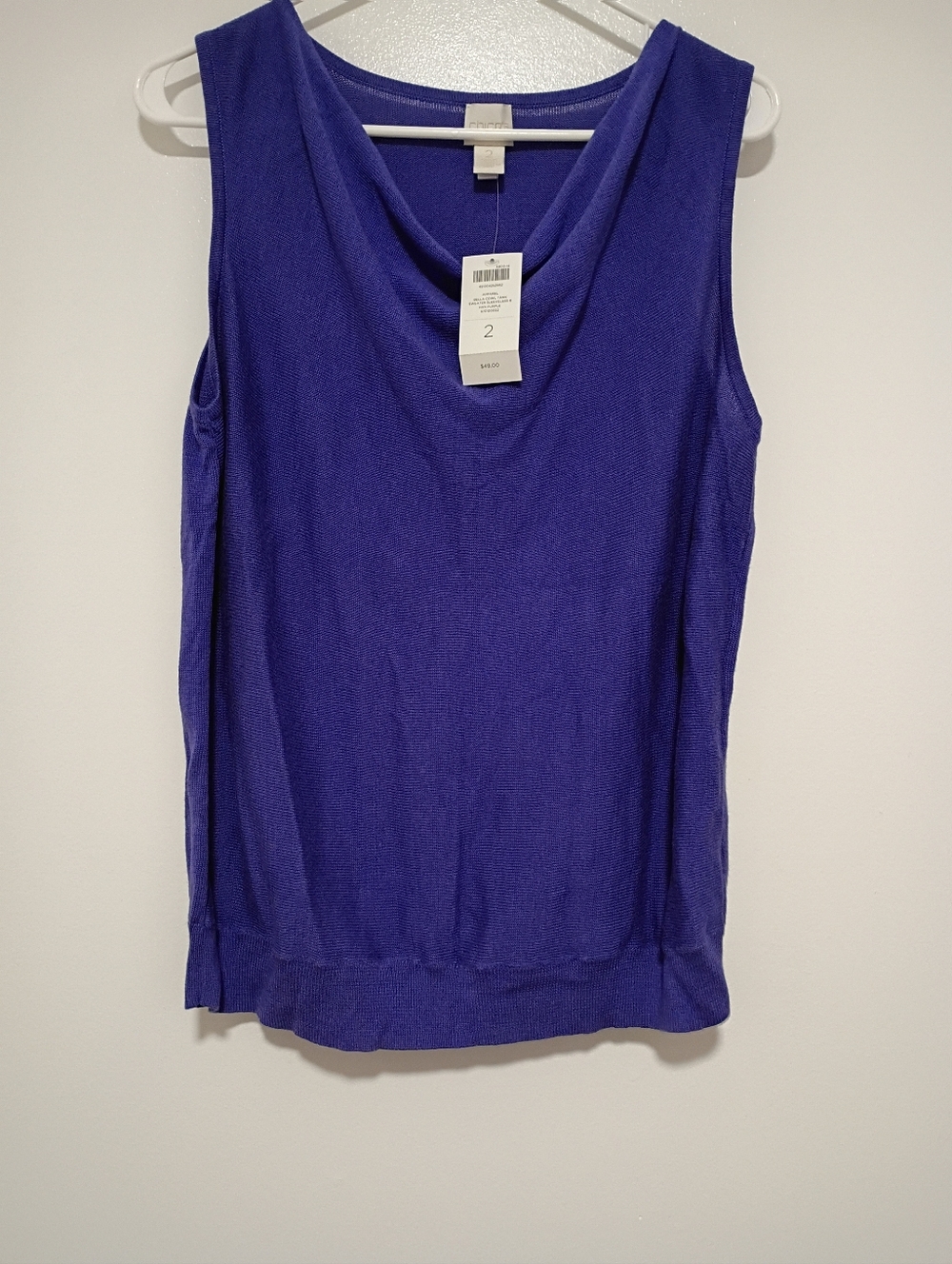 Chicos Women's Size 2 Sleeveless Purple Stretchy Shirt